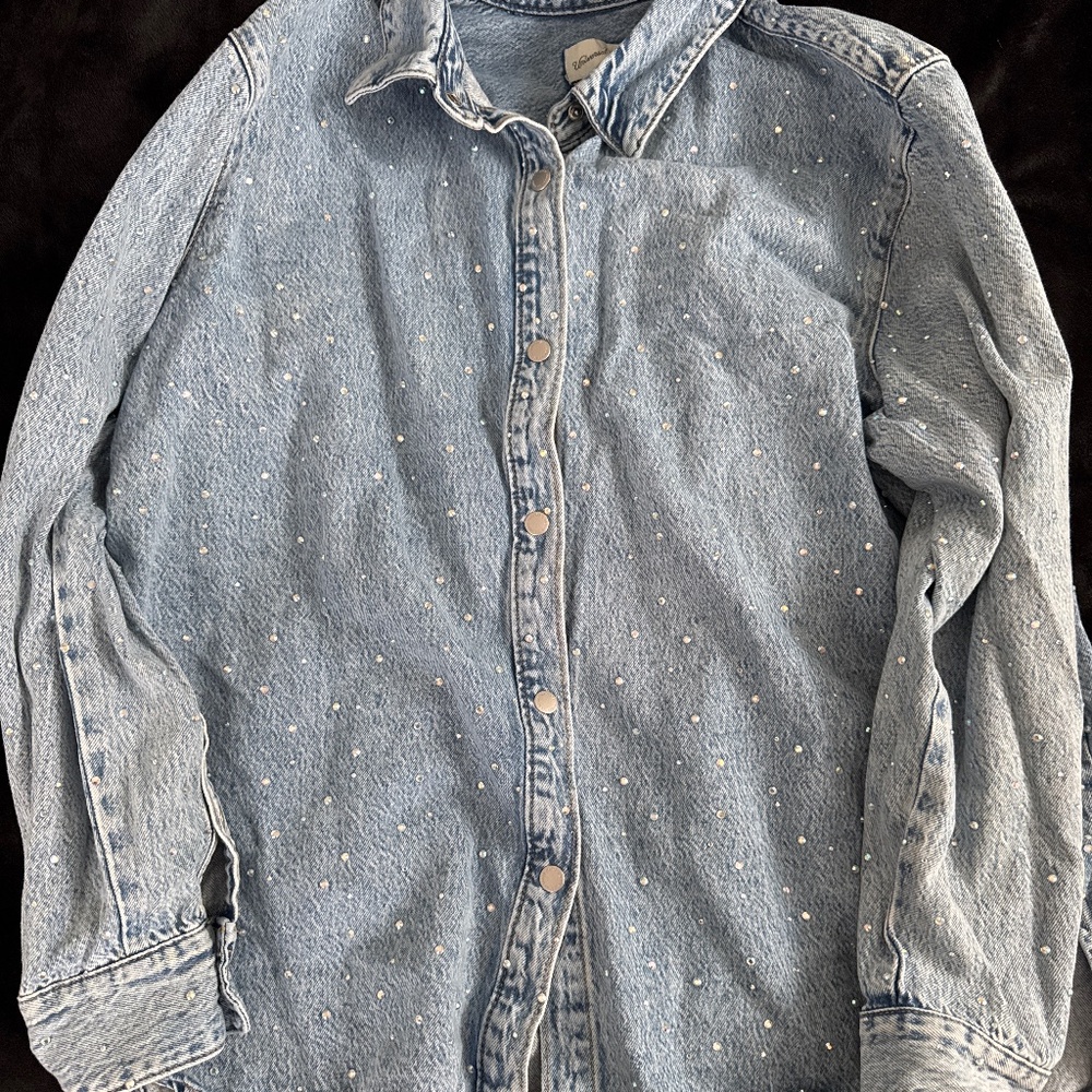 Button down rhinestone top